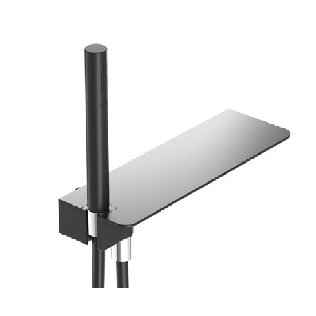 Eastbrook Smooth Black Luxury Shower Shelf with round Handset