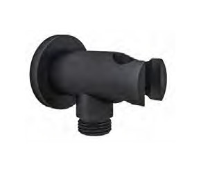Eastbrook Matt Smooth Black Round Outlet Elbow With Bracket