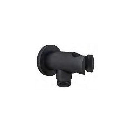 Eastbrook Matt Smooth Black Round Outlet Elbow With Bracket