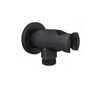 Eastbrook Matt Smooth Black Round Outlet Elbow With Bracket