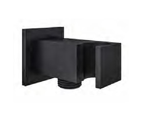 Eastbrook Matt Smooth Black Square Outlet Elbow With Bracket