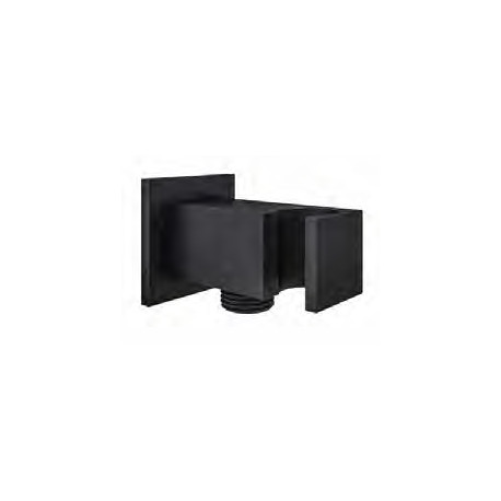 Eastbrook Matt Smooth Black Square Outlet Elbow With Bracket