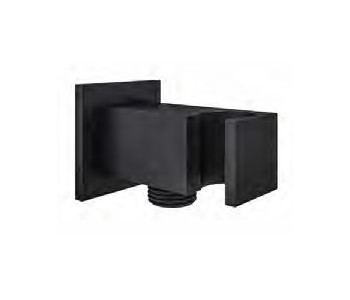 Eastbrook Matt Smooth Black Square Outlet Elbow With Bracket