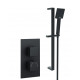 Kartell Nero Square Black Thermostatic Concealed Shower With Adjustable Slider Rail Kit