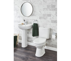 Kartell Milton Four Piece Set With 45cm 1 Tap Hole Basin and Pedestal