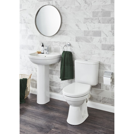 Kartell Milton Four Piece Set With 45cm 1 Tap Hole Basin and Pedestal