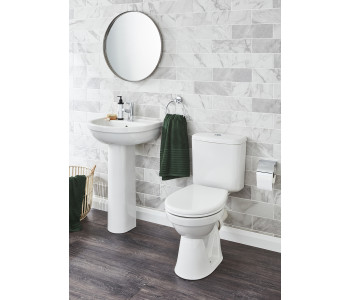 Kartell Milton Four Piece Set With 55cm 1 Tap Hole Basin and Pedestal
