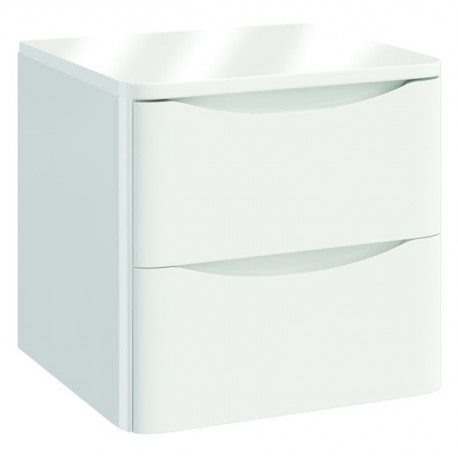 Iona Contour Gloss White Wall Hung Two Drawer Vanity Unit With Counter Top 500mm