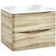 Iona Contour Driftwood Wall Hung Two Drawer Vanity Unit With Counter Top 600mm