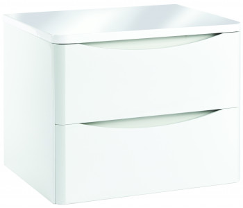 Iona Contour Gloss White Wall Hung Two Drawer Vanity Unit With Counter Top 600mm
