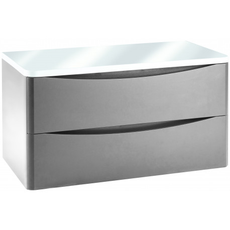Iona Contour Pebble Grey Wall Hung Two Drawer Vanity Unit With Counter Top 900mm