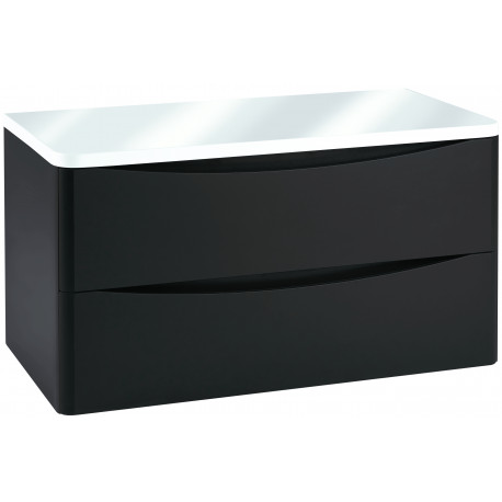 Iona Contour Wolf Grey Wall Hung Two Drawer Vanity Unit With Counter Top 900mm