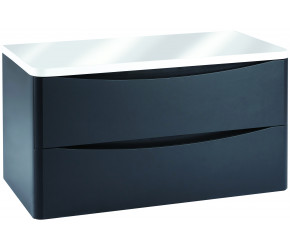 Iona Contour Matt Grey Wall Hung Two Drawer Vanity Unit With Counter Top 900mm