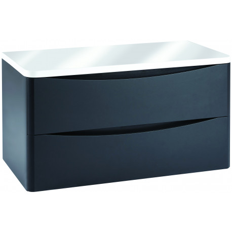 Iona Contour Matt Grey Wall Hung Two Drawer Vanity Unit With Counter Top 900mm