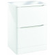Iona Contour Gloss White Floor Mounted Two Drawer Vanity Unit With Counter Top 600mm