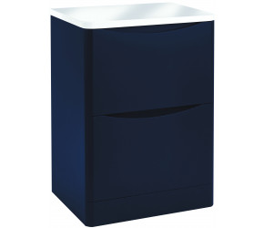 Iona Contour Indigo Blue Floor Mounted Two Drawer Vanity Unit With Counter Top 600mm