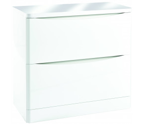 Iona Contour Gloss White Floor Mounted Two Drawer Vanity Unit With Counter Top 900mm