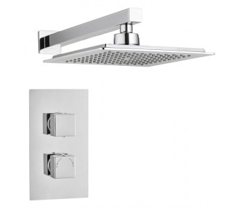 Tailored Square Chrome Concealed Thermostatic 2 Handle 1 Way Shower Kit