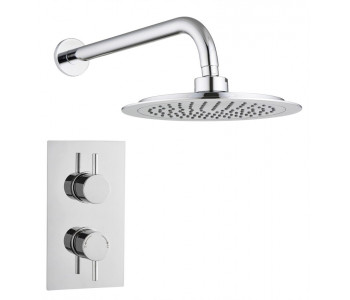 Tailored Round Chrome Concealed Thermostatic 2 Handle 1 Way Shower Kit