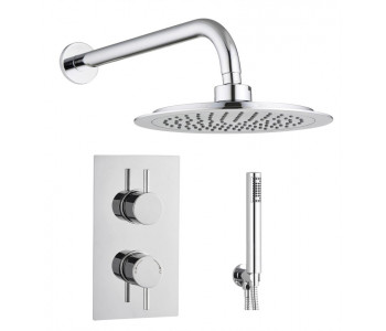 Tailored Round Chrome Concealed Thermostatic 2 Handle 2 Way Shower Kit