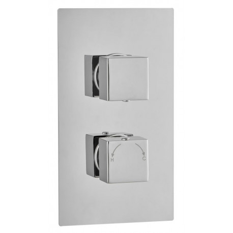 Tailored Square Chrome Concealed Thermostatic 2 Handle 1 Way Shower Valve