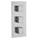 Tailored Square Chrome Concealed Thermostatic 3 Handle 2 Way Shower Valve