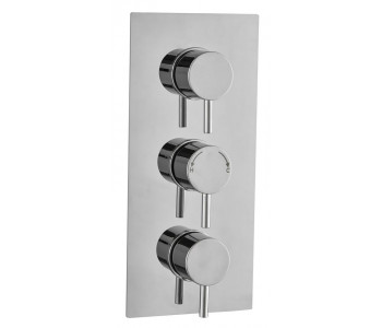 Tailored Round Chrome Concealed Thermostatic 3 Handle 2 Way Shower Valve