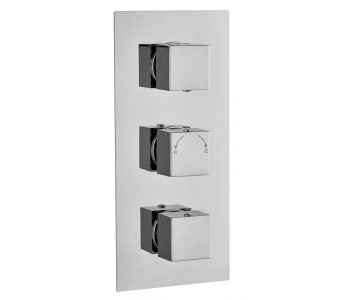 Tailored Square Chrome Concealed Thermostatic 3 Handle 3 Way Shower Valve