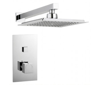 Tailored Square Chrome Single Push Button Concealed Overhead Shower Kit