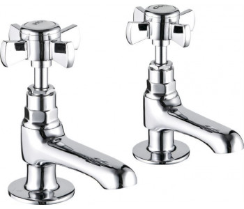 Tailored Tenby Chrome Cross Head Traditional Basin Taps