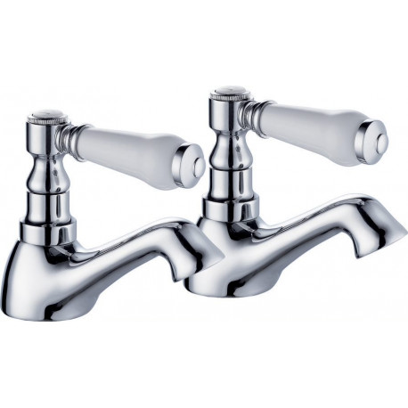 Tailored Tenby Chrome Lever Traditional Ceramic Level Basin Taps
