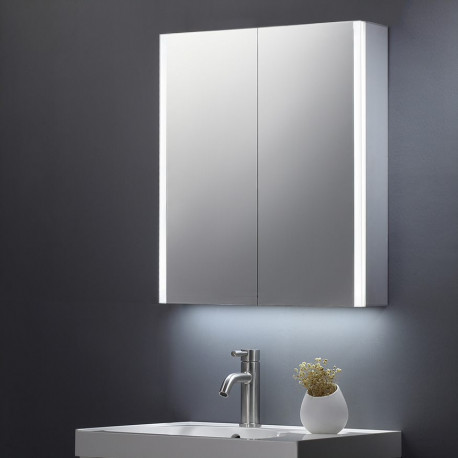 Tailored Beau Double Door Mirror Cabinet LED Side Strips 600mm x 700mm