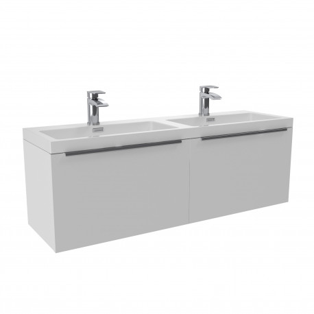 Iona Supreme Gloss White 1200mm Wall Mounted Vanity Unit With Black Handles