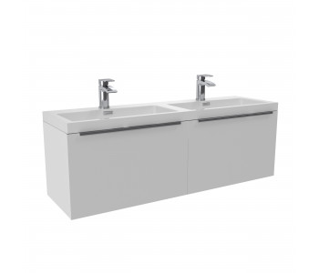 Iona Supreme Gloss White 1200mm Wall Mounted Vanity Unit With Black Handles