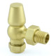 Wyvern Eton Brushed Brass Traditional Angled Manual Radiator Valve & Lockshield