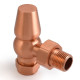 Wyvern Eton Brushed Copper Traditional Angled Manual Radiator Valve & Lockshield