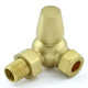 Wyvern Eton Brushed Brass Traditional Corner Manual Radiator Valve & Lockshield