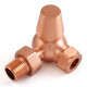 Wyvern Eton Brushed Copper Traditional Corner Manual Radiator Valve & Lockshield