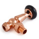 Wyvern Eton Polished Copper Traditional Angled Manual Radiator Valve & Lockshield