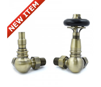 Wyvern Amberley Antique Brass Corner Thermostatic Radiator Valves