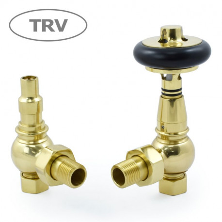 Wyvern Amberley Polished Brass Angled Thermostatic Radiator Valves