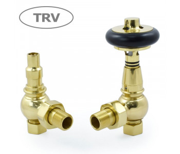 Wyvern Amberley Polished Brass Angled Thermostatic Radiator Valves