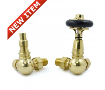 Wyvern Amberley Polished Brass Corner Thermostatic Radiator Valves