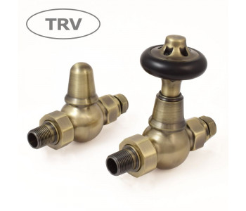 Wyvern Admiral Antique Brass Straight Thermostatic Radiator Valves