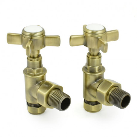 Wyvern Westminster Antique Brass Angled Crosshead Radiator Valves