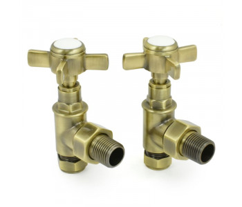 Wyvern Westminster Antique Brass Angled Crosshead Radiator Valves