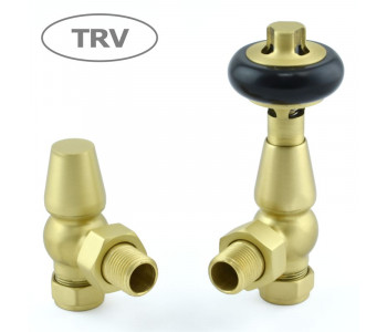 Wyvern Faringdon Brushed Brass Angled Thermostatic Radiator Valves