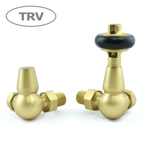 Wyvern Faringdon Brushed Brass Corner Thermostatic Radiator Valves