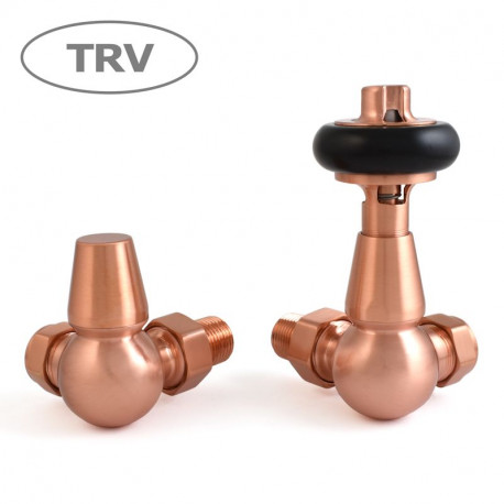 Wyvern Faringdon Brushed Copper Corner Thermostatic Radiator Valves