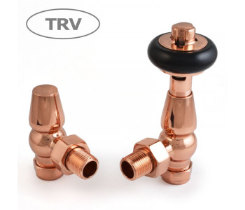 Wyvern Faringdon Polished Copper Angled Thermostatic Radiator Valves